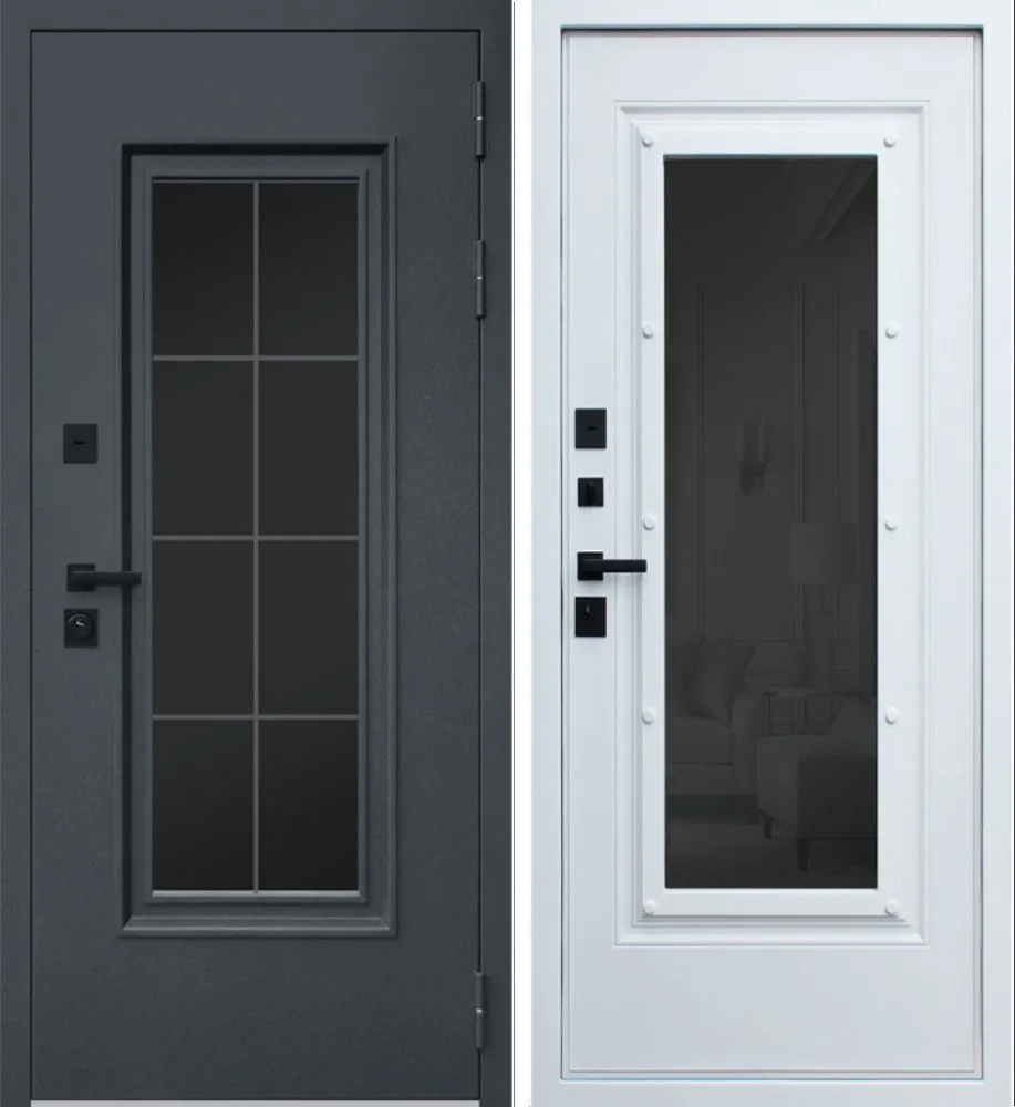 Фото Дверь Titanium с Окном и Английской Решеткой Терморазрыв 3К DIS007260